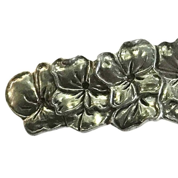 Vintage 1990 Seagull Pewter Floral Barrette Scarf Clip Pansies Made in Canada - Picture 2 of 5